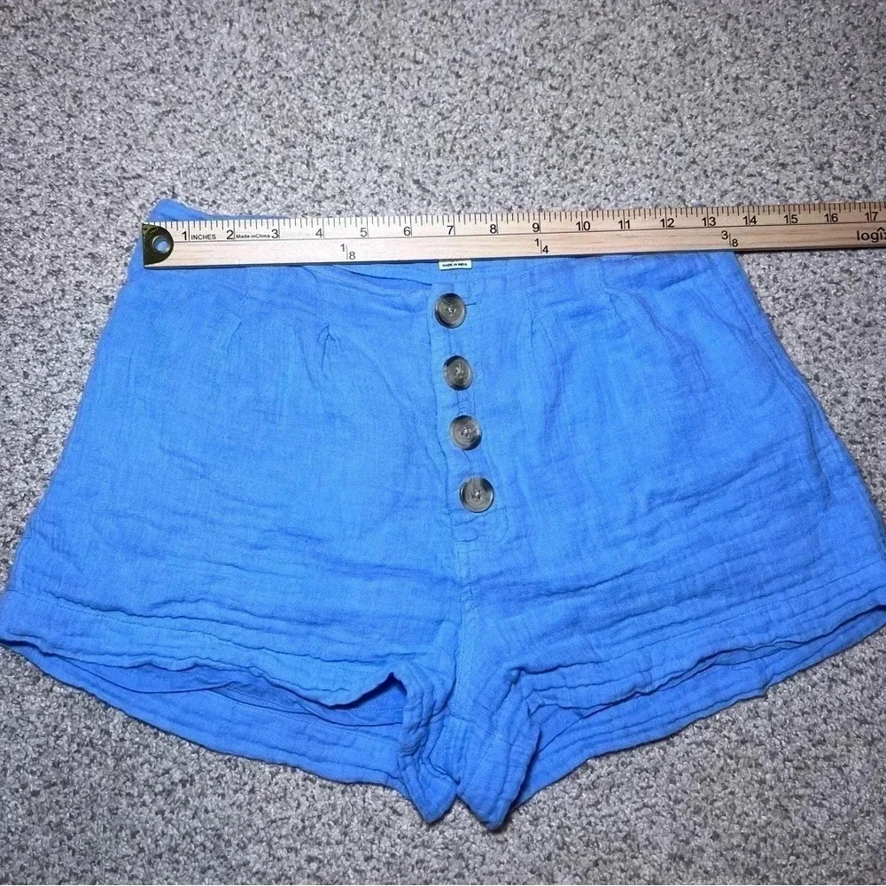 O'Neill Women’s Blue Chambray Cotton Henley Shorts Size 26 Button Fly